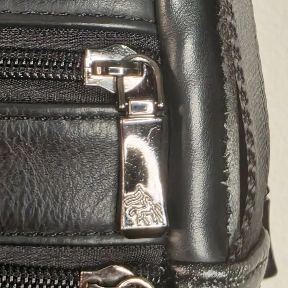 GOSCOCA Crossbody Bag Mens Small Black Faux Leather Travel Sling Organizer